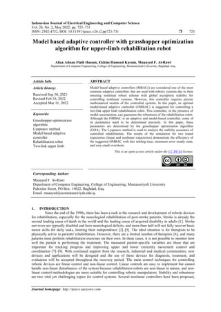 Model based adaptive controller with grasshopper optimization algorithm ...