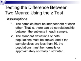 testing the difference between two means | PPT