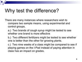 testing the difference between two means | PPT