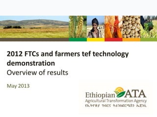 2012 FTCs and farmers tef technology
demonstration
Overview of results
May 2013
 