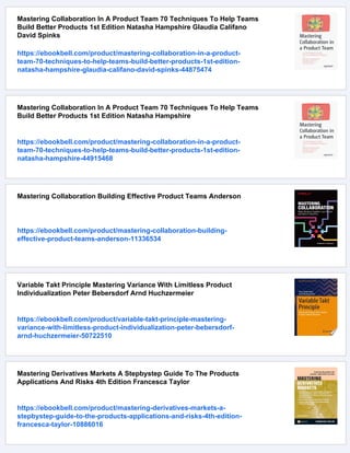 Mastering Product Management A Stepbystep Guide Kevin Brennan | PDF