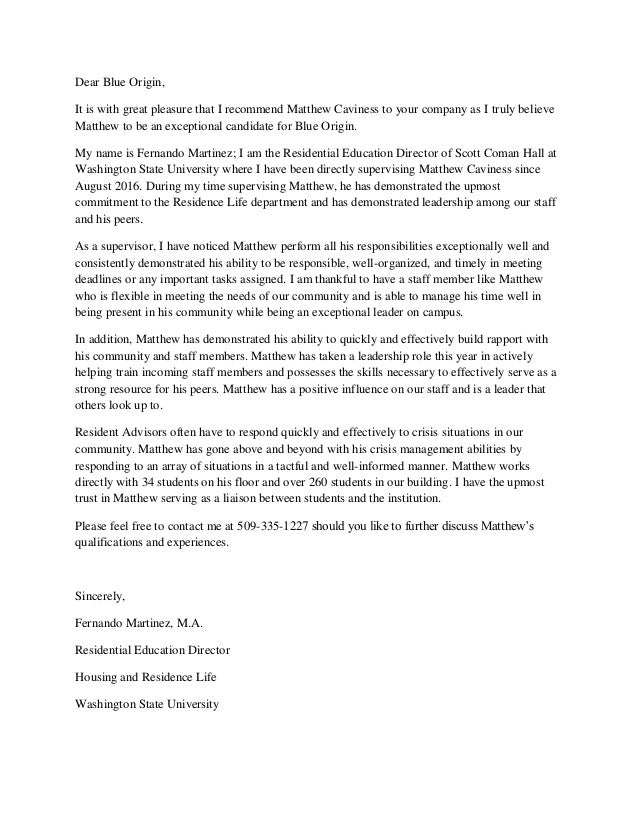 matthew letter of recommendation washington state university letter of recommendation