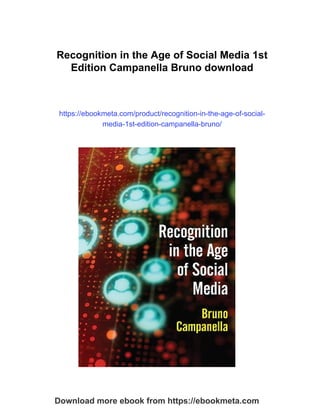 Recognition in the Age of Social Media 1st Edition Campanella Bruno | PDF
