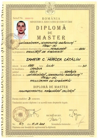 diploma master calitate