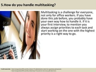 132 administrative interview questions and answers pdf | PDF