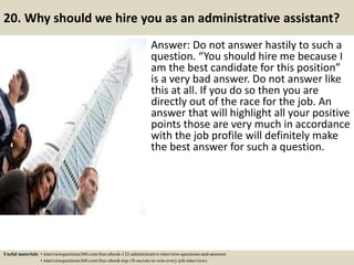 132 administrative interview questions and answers pdf | PDF