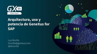 Arquitectura, uso y
potencia de GeneXus for
SAP
Luis Murillo
lmurillo@genexus.com
@lemurillo
 
