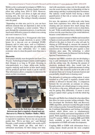 Effect of Dust on Performance of Solar Cell | PDF