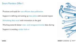 Smart Flanders Offer I
Practices and tools for cost efficient data publication
Support in defining and setting up data pil...