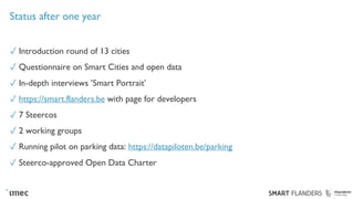 Status after one year
✓ Introduction round of 13 cities
✓ Questionnaire on Smart Cities and open data
✓ In-depth interview...
