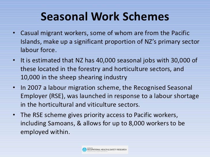 OHS of Samoan Workers on the Recognised Seasonal Employer Scheme