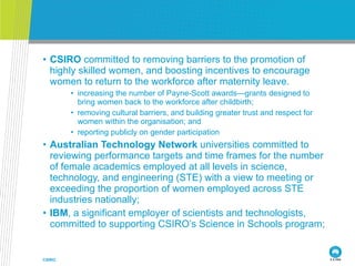 ICWES15 - 100 Years Later: Has Anything Changed for Women in Science? Presented by Dr Cathy Foley, CSIRO Materials Science and Engineering, Australia