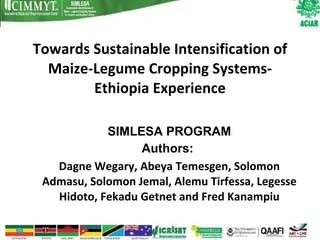 Towards Sustainable Intensification of Maize-Legume Cropping Systems- Ethiopia Experience ,[object Object],[object Object],[object Object]