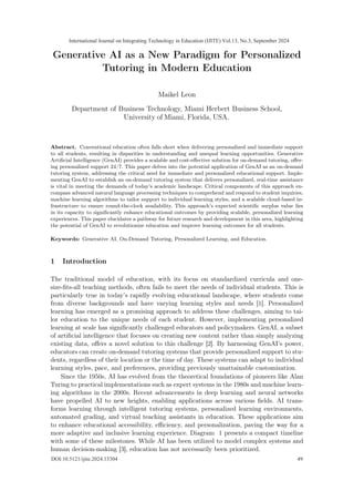 Generative AI as a New Paradigm for Personalized Tutoring in Modern ...