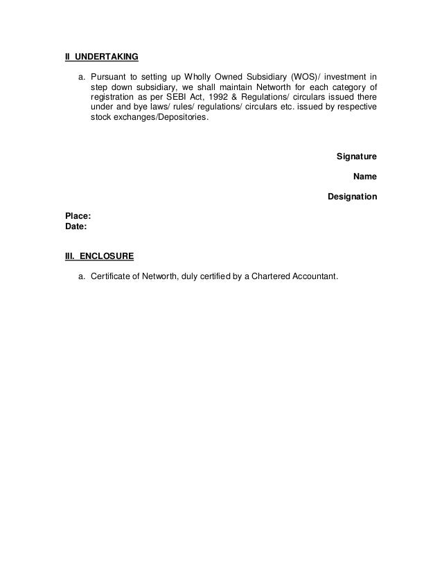 FORMAT FOR APPLICATION TO SEBI FOR OPENING OF WHOLLY OWNED SUBSIDIARI…