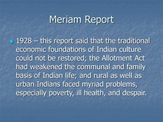 Meriam Report of 1928 recommendations