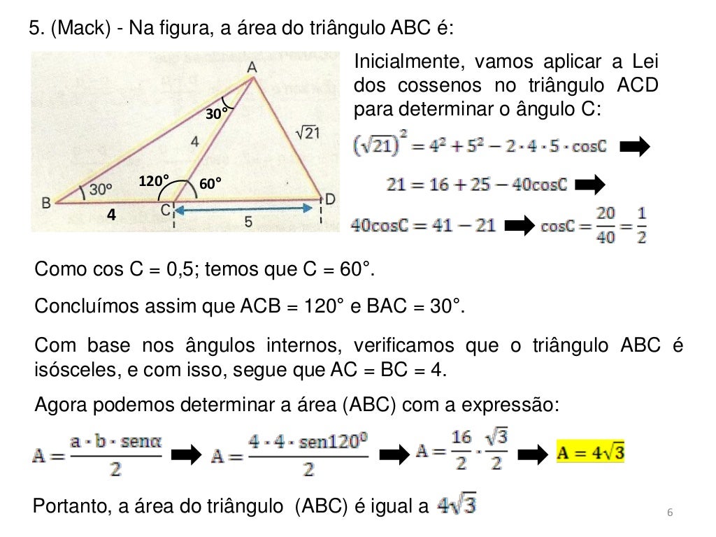 Lei Dos Senos E Cossenos Exercicios Com Gabarito