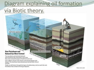 Diagram explaining oil formation
via Biotic theory.

 