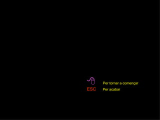    Per tornar a començar ESC   Per acabar   