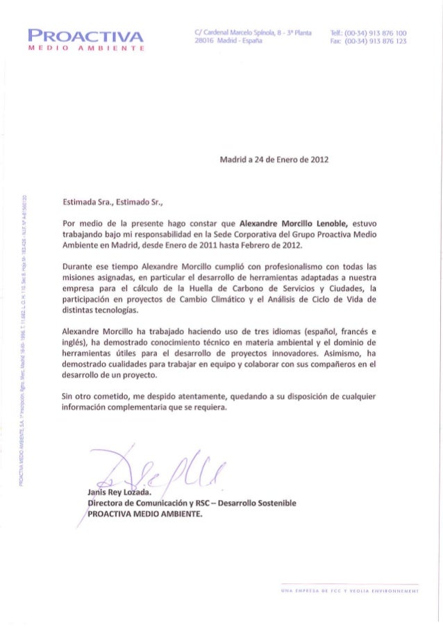 carta de recomendación