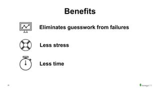 25
Benefits
Eliminates guesswork from failures
Less stress
Less time
 