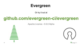 35
Evergreen
Or try it out at
github.com/evergreen-ci/evergreen
Apache License - 0.9.0 Alpha
 