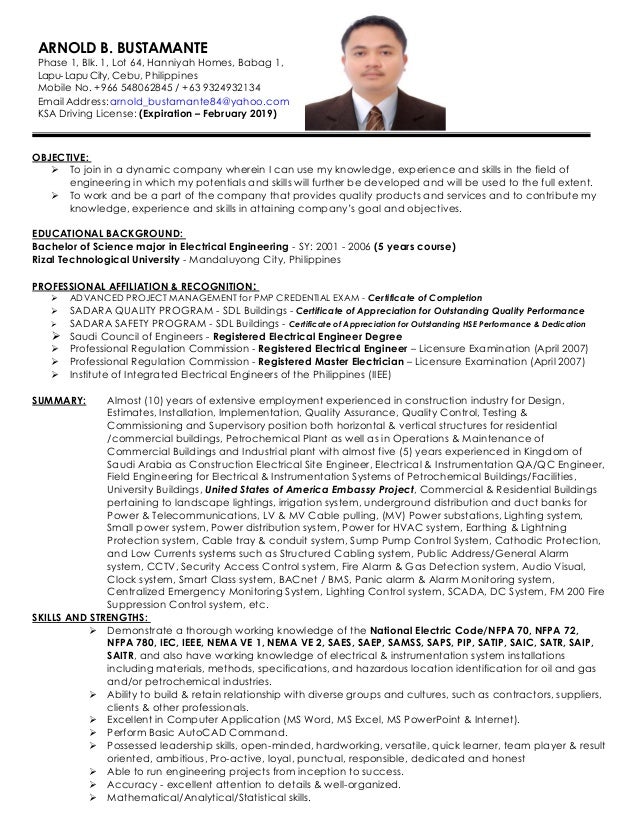 master electrician resumes