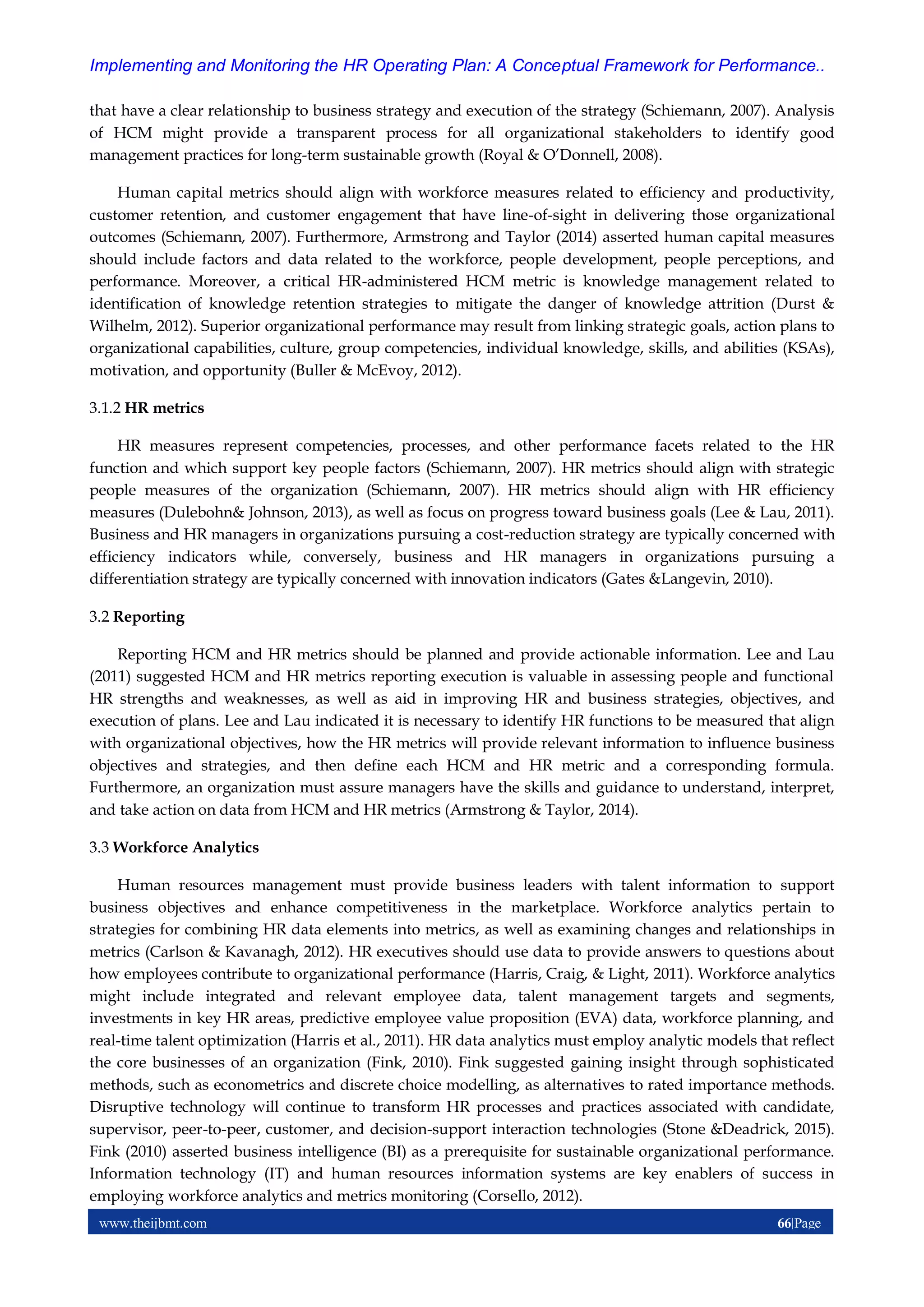 Monitoring Hr Operations Process Implementing and Monitoring the HR Operating Plan: A Conceptual ...