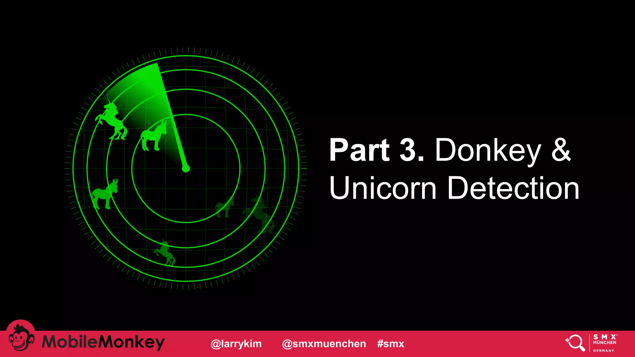 #CMCa2z @larrykim
Part 3. Donkey &
Unicorn Detection
@larrykim @smxmuenchen #smx
 