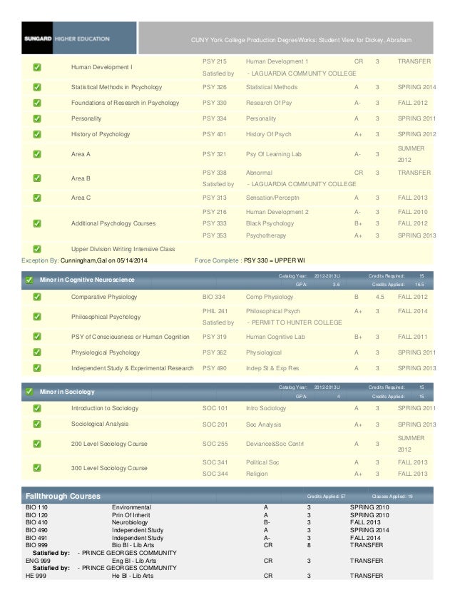 cuny york college production degreeworks 5 9 2015 queens college degree works