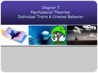 1
Chapter 7
Psychosocial Theories:
Individual Traits & Criminal Behavior
 