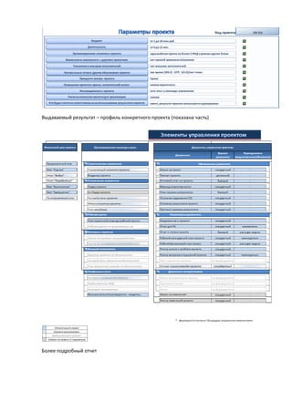 Выдаваемый результат – профиль конкретного проекта (показана часть)




Более подробный отчет
 