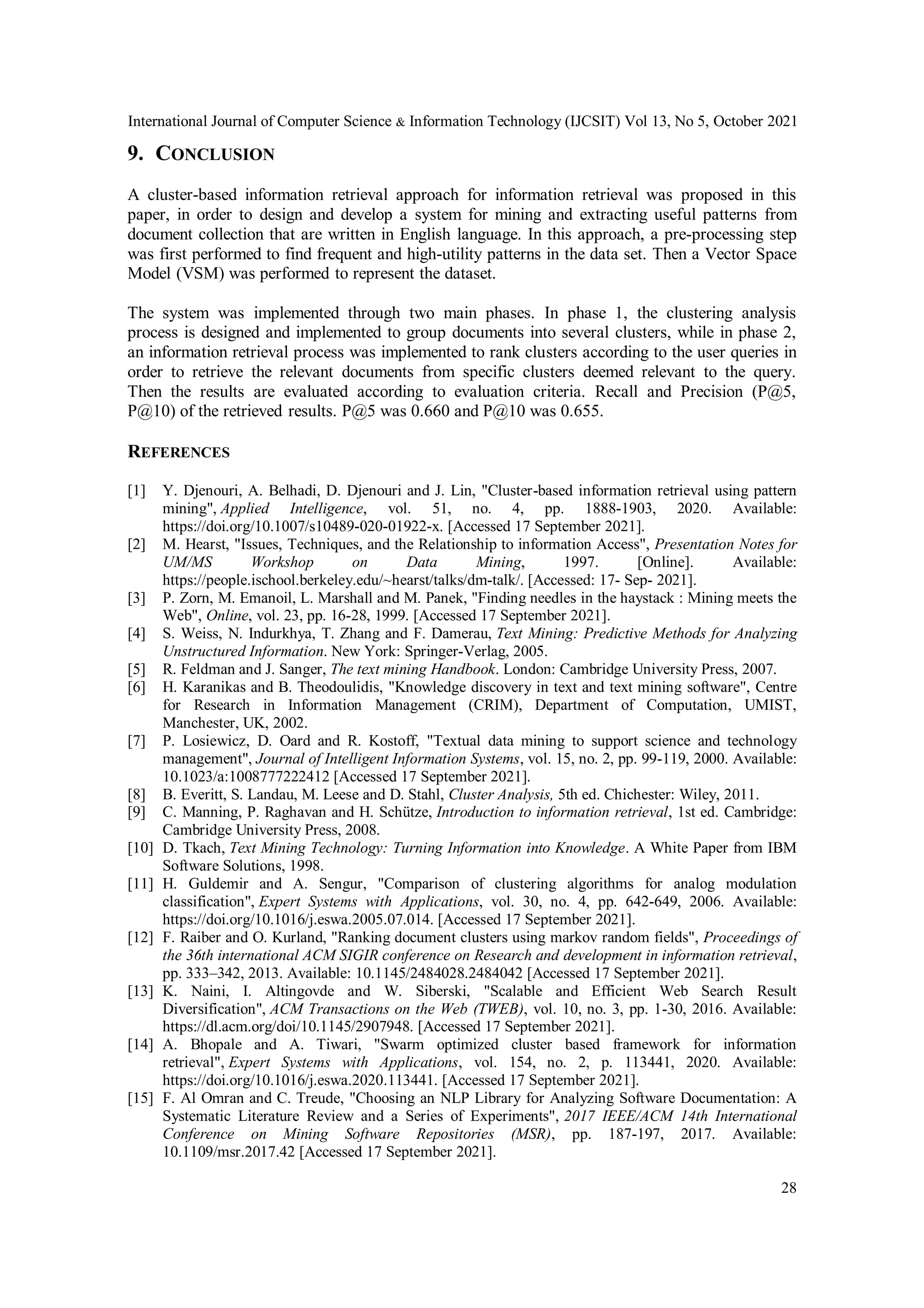 Information Retrieval based on Cluster Analysis Approach | PDF