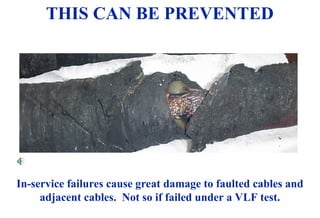 08/30/24 3
THIS CAN BE PREVENTED
In-service failures cause great damage to faulted cables and
adjacent cables. Not so if failed under a VLF test.
 