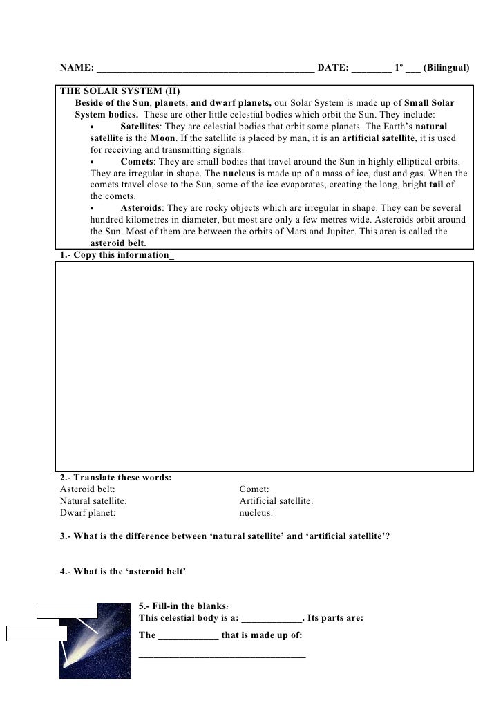 UNIT 01.- The universe (worksheet)