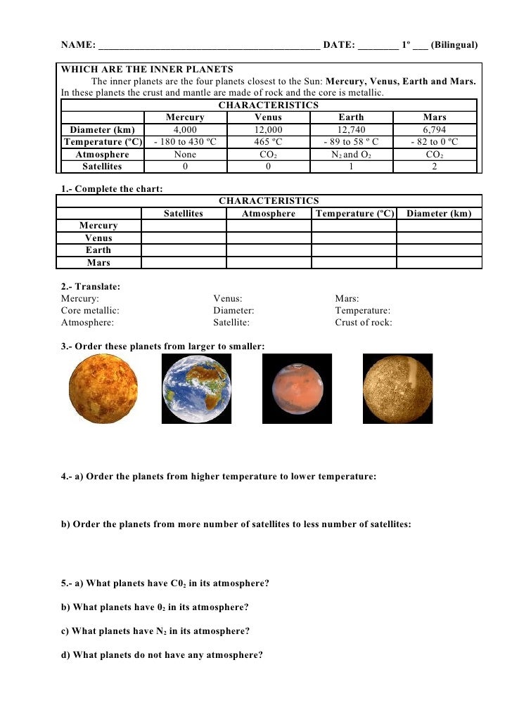 UNIT 01.- The universe (worksheet)