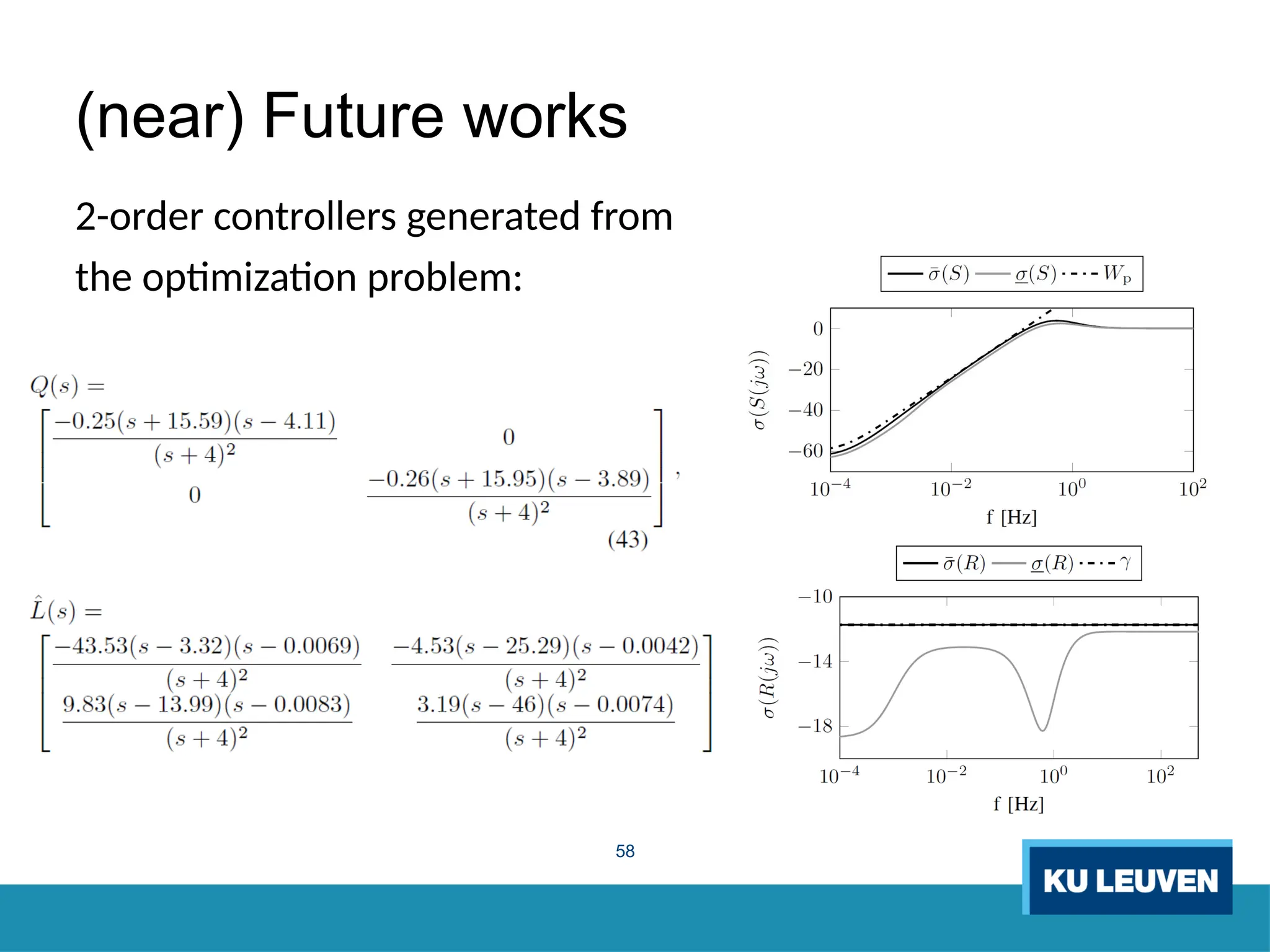 58
(near) Future works
2-order controllers generated from
the optimization problem:
 
