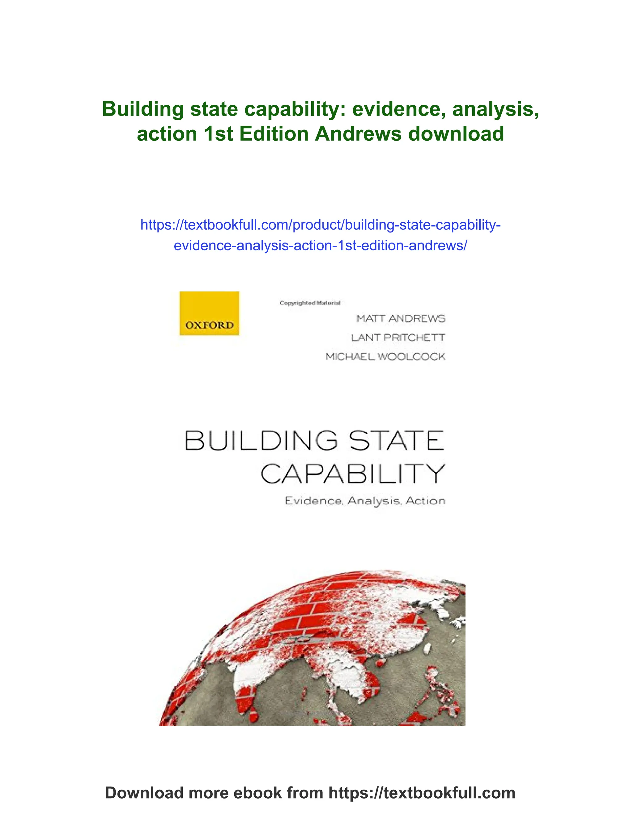 Building state capability: evidence, analysis, action 1st Edition ...