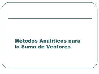 Métodos Analíticos para
la Suma de Vectores
 