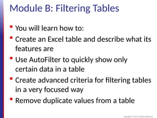 Excel Table Advanced Level View Microsoft Excel 2013 Level 2 Course for Teaching | PPT