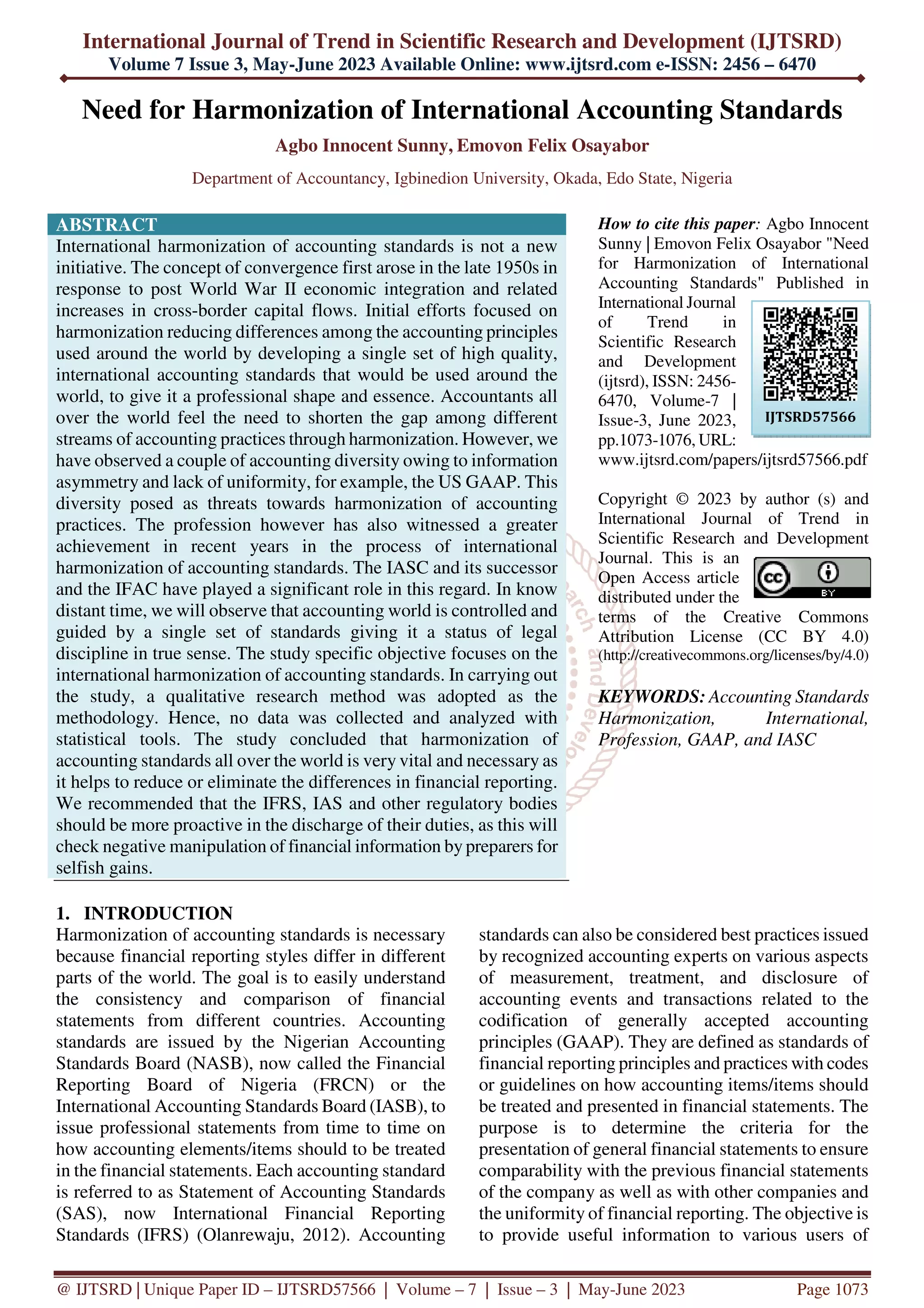 Need for Harmonization of International Accounting Standards | PDF