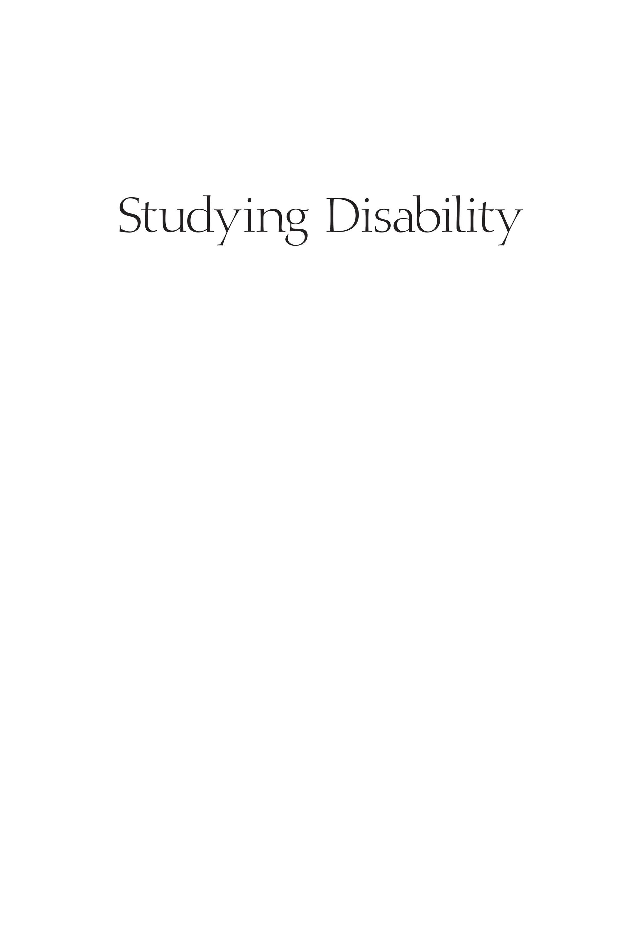 Studying Disability
 