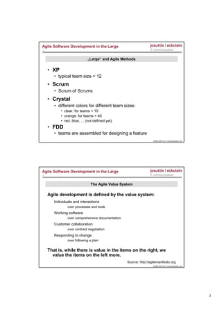 Agile Software Development In The Large