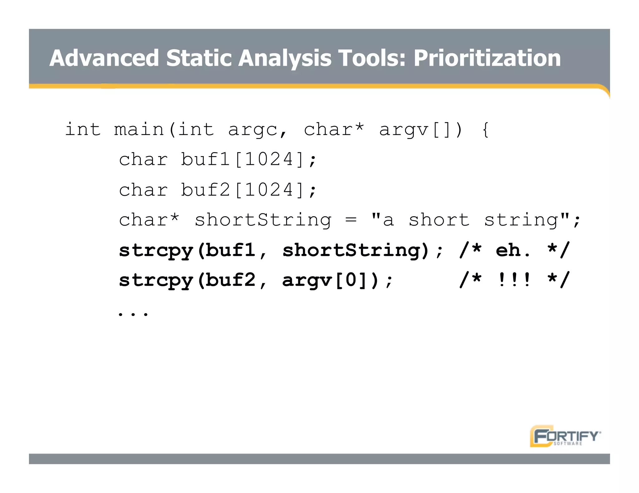 Secure Programming With Static Analysis