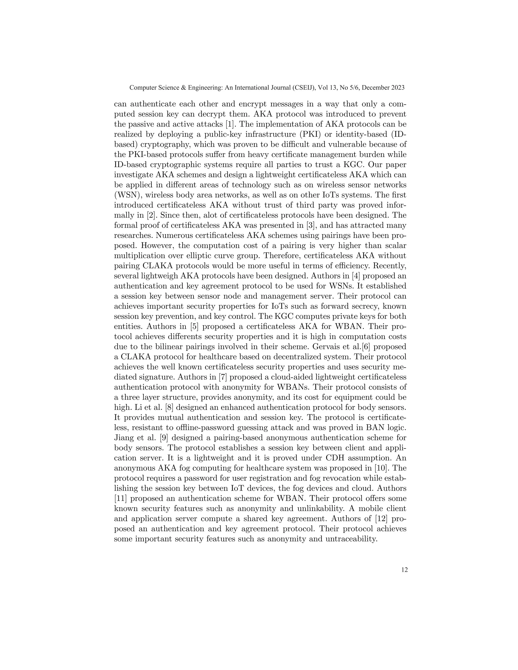 Lightweight Certificateless Authenticated Key Agreement Protocol | PDF
