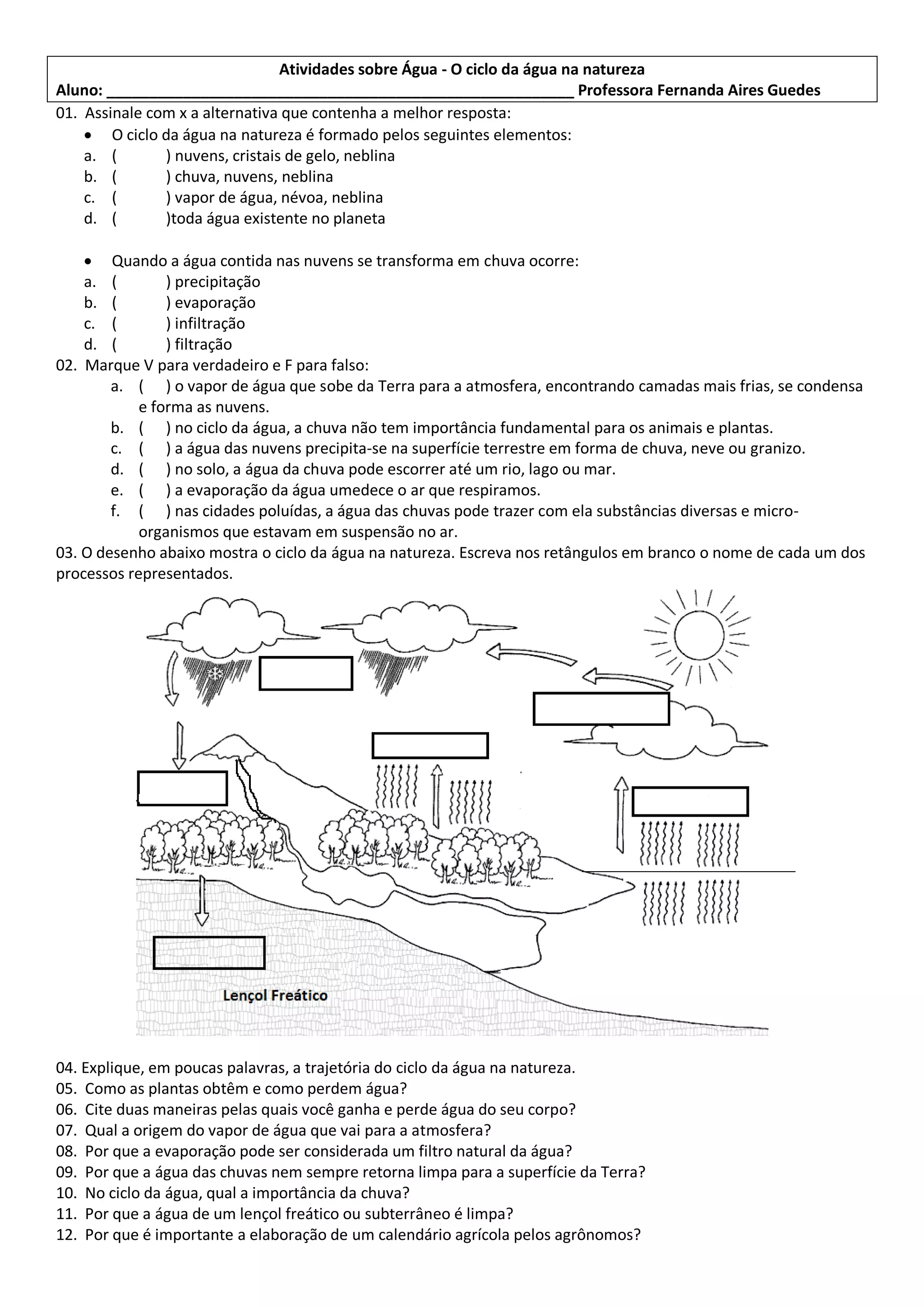 136241213 atividades-sobre-agua-o-ciclo-da-agua-na-natureza | PDF
