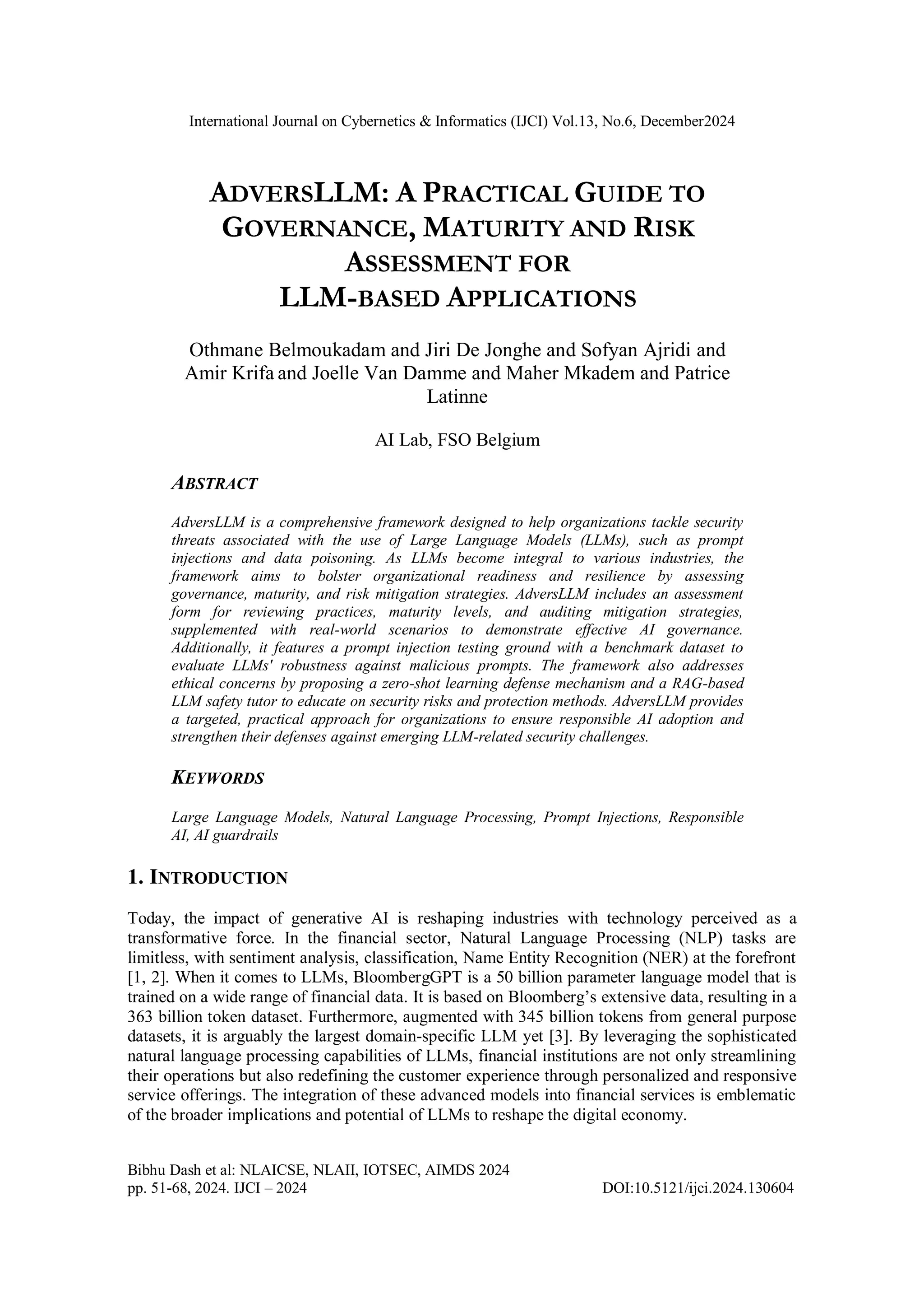 AdversLLM: A Practical Guide To Governance, Maturity and Risk ...