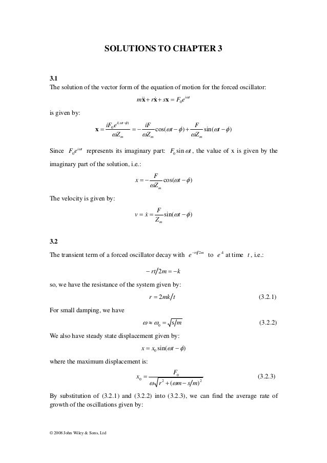 Physics Of Vibration And Waves Solutions Pain