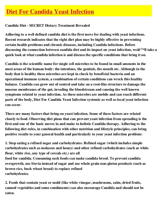 Diet For Candida Yeast Infection