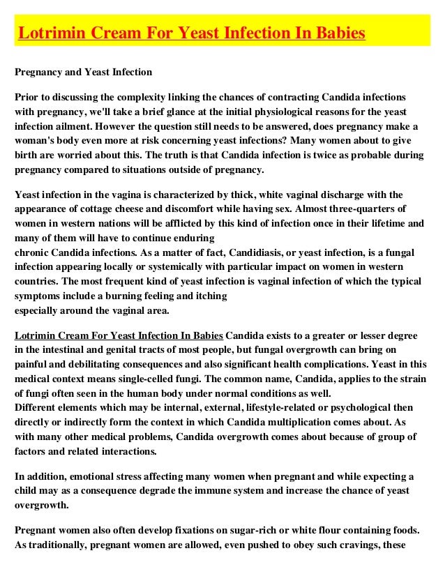 Lotrimin Cream for Yeast Infection in Babies